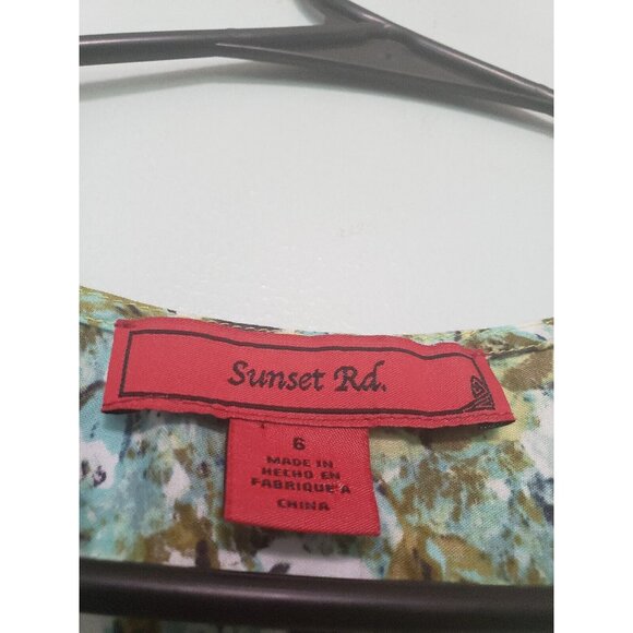 Sunset Rd Womens Sz S Outfit Skirt Set Tank Button Front 100% Cotton Green Blue - Picture 5 of 6